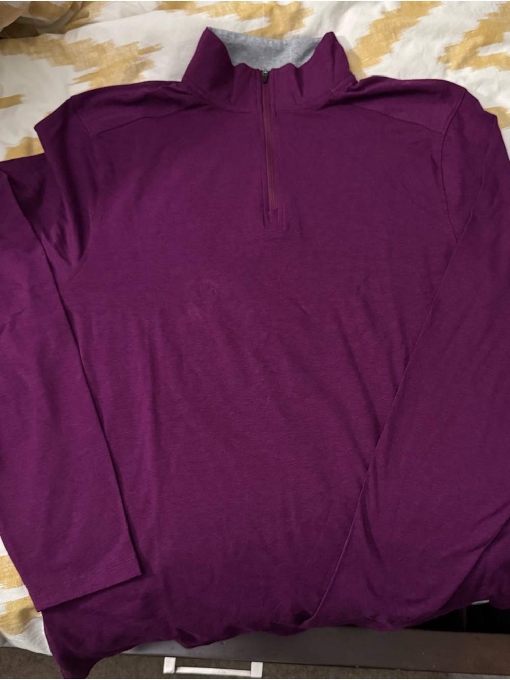 Coolibar Men's Long Sleeve Quarter Zip Sun Shirt in Deep Plum